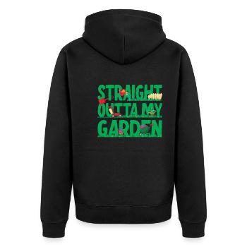 Direkt aus meinem Garten - Unisex Premium Bio Zip Hoodie - Schwarz - Hinten - Nico (187cm)