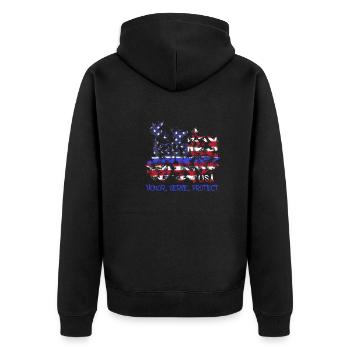 Honorer, servir, protéger, États-Unis, colombes, Amérique, ligne bleue - Veste à capuche bio Premium Unisexe - noir - Dos - Nico (187cm)