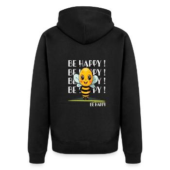 Niedliche Biene Be Happy - Unisex Premium Bio Zip Hoodie - Schwarz - Hinten - Nico (187cm)