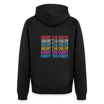Abort the Court - Unisex Premium Bio Zip Hoodie - Schwarz - Hinten - Nico (187cm)