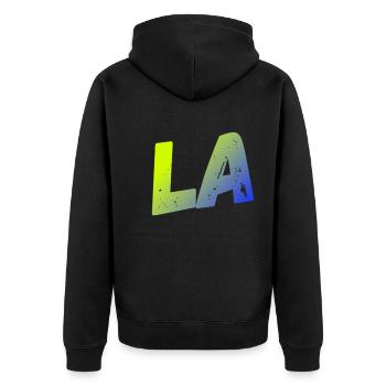 LA +++ ORIGINAL Design par Maximum Design : ) NOUVEAU!! - Veste à capuche bio Premium Unisexe - noir - Dos - Nico (187cm)