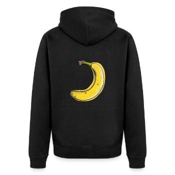 Banane - Unisex Premium Bio Zip Hoodie - Schwarz - Hinten - Nico (187cm)