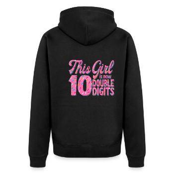 Fille du 10e anniversaire - Veste à capuche bio Premium Unisexe - noir - Dos - Nico (187cm)