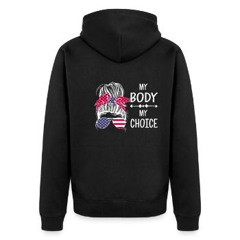 Mon corps Ma décision - Veste à capuche bio Premium Unisexe - noir - Dos - Nico (187cm)