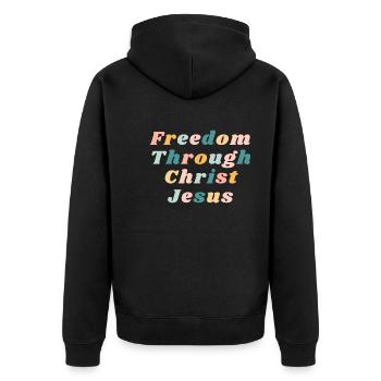 La liberté par le Christ Jésus Chrétien coloré - Veste à capuche bio Premium Unisexe - noir - Dos - Nico (187cm)