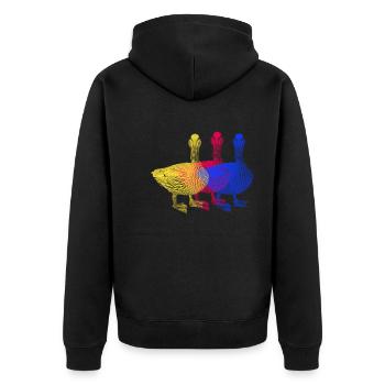 Canard, pop art, canards colorés - Veste à capuche bio Premium Unisexe - noir - Dos - Nico (187cm)