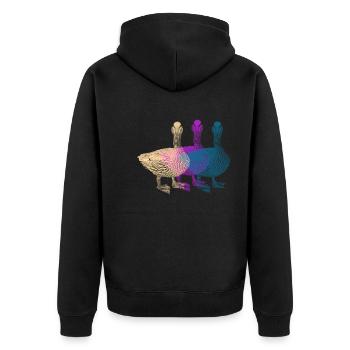 Canard, pop art, canards colorés - Veste à capuche bio Premium Unisexe - noir - Dos - Nico (187cm)