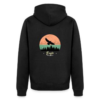 Eagle Vintage Animals Bird of Prey Bird - Unisex Premium Organic Zip Hoodie - black - Back - Nico (187cm)