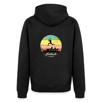 Amarican Football Vintage Sport Retro Sunset - Unisex Premium Organic Zip Hoodie - black - Back - Nico (187cm)
