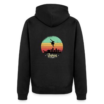 Parkour & Freerunning Vintage Retro Sunset Sport - Unisex Premium Organic Zip Hoodie - black - Back - Nico (187cm)