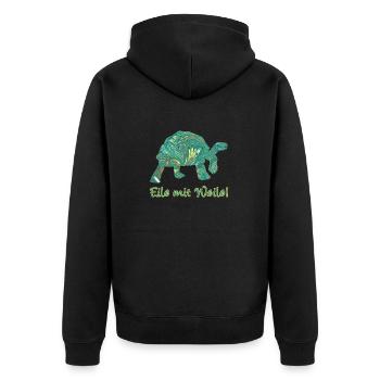 Turtle E 71 - Unisex Premium Organic Zip Hoodie - black - Back - Nico (187cm)