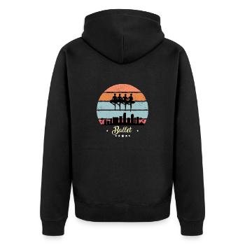 Ballett Tanzen Vintage Retro Sport Sonnenuntergang - Unisex Premium Bio Zip Hoodie - Schwarz - Hinten - Nico (187cm)