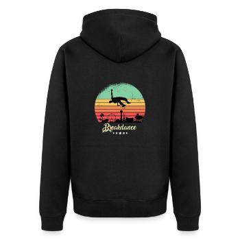 Breakdance Tanzen Vintage Retro Sonnenuntergang - Unisex Premium Bio Zip Hoodie - Schwarz - Hinten - Nico (187cm)