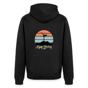 Eiskunstlauf Vintage Retro Sonnenuntergang Sport - Unisex Premium Bio Zip Hoodie - Schwarz - Hinten - Nico (187cm)
