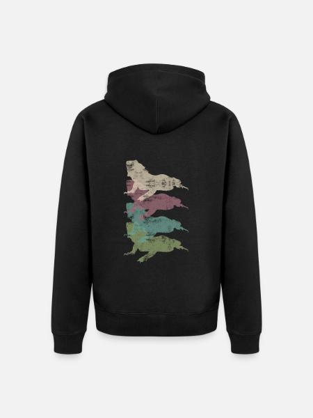 Retro Lizard Lizard - Unisex Premium Organic Zip Hoodie - black