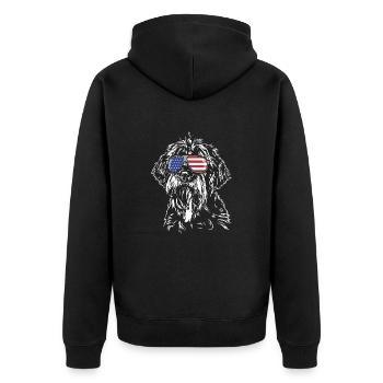 Korthals Griffon Amérique Flag Dogs Wilsigns - Veste à capuche bio Premium Unisexe - noir - Dos - Nico (187cm)