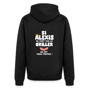 Alexis roi barbecue cadeau alexis fêtes - Veste à capuche bio Premium Unisexe - noir - Dos - Nico (187cm)