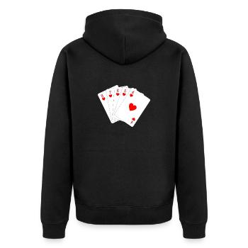 Straight Flush Poker Skat - Unisex Premium Bio Zip Hoodie - Schwarz - Hinten - Nico (187cm)