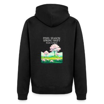 Saison des pixels : Changement de printemps - Veste à capuche bio Premium Unisexe - noir - Dos - Nico (187cm)