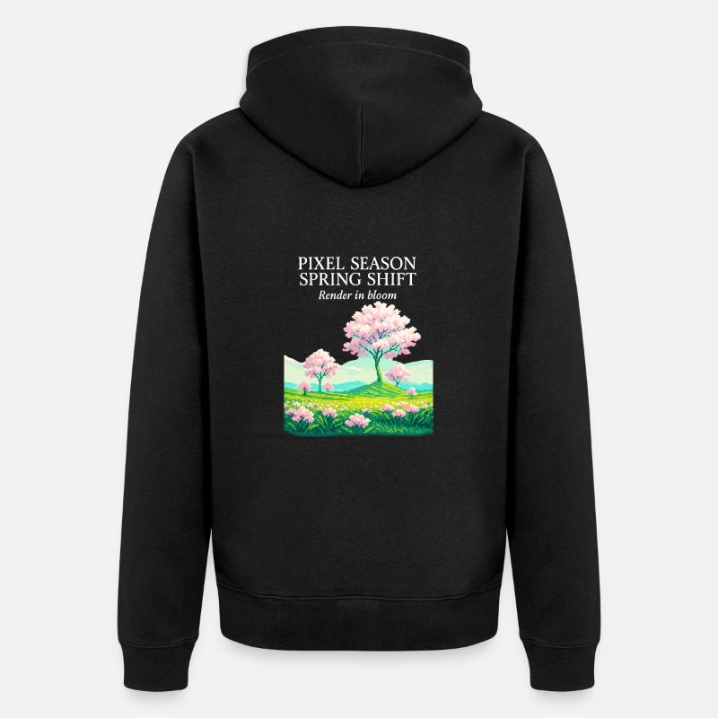 Pixel Season: Spring Shift - Unisex Premium Organic Zip Hoodie - black