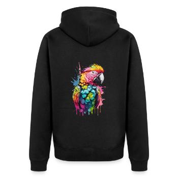 Parrot Cool Bird In Colorful and Cool Design - Unisex Premium Organic Zip Hoodie - black - Back - Nico (187cm)