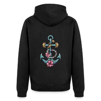 Port d’ancrage - Veste à capuche bio Premium Unisexe - noir - Dos - Nico (187cm)