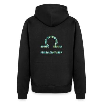 sternzeichen waage e 241 - Unisex Premium Bio Zip Hoodie - Schwarz - Hinten - Nico (187cm)