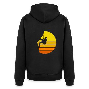Klettergeschenkidee Bergsteiger Klettergerüst Boulder - Unisex Premium Bio Zip Hoodie - Schwarz - Hinten - Nico (187cm)