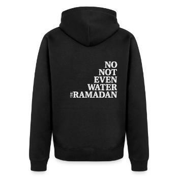 No not even water Ramadan - Unisex Premium Organic Zip Hoodie - black - Back - Nico (187cm)