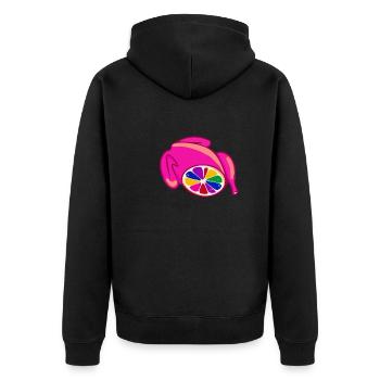 chicken, chicken, pink chicken,comic,LGBT - Unisex Premium Organic Zip Hoodie - black - Back - Nico (187cm)
