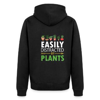 gardener gift - easily distracted by plants - Unisex Premium Organic Zip Hoodie - black - Back - Nico (187cm)
