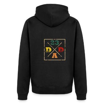 Dad 23 Vatertag Geschenkidee - Unisex Premium Bio Zip Hoodie - Schwarz - Hinten - Nico (187cm)
