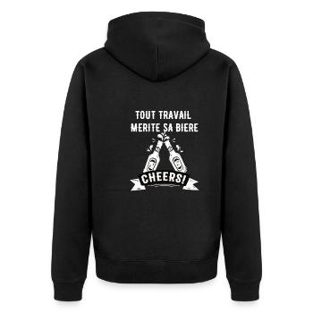 Tout travail mérite sa bière - Veste à capuche bio Premium Unisexe - noir - Dos - Nico (187cm)