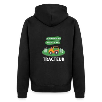 Je ne pas ronfler je rêve de tracteur - Veste à capuche bio Premium Unisexe - noir - Dos - Nico (187cm)