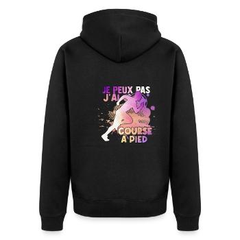 Je Peux Pas J ai course a pied water color - Veste à capuche bio Premium Unisexe - noir - Dos - Nico (187cm)
