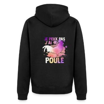je peux pas j'ai poule watercolor - Veste à capuche bio Premium Unisexe - noir - Dos - Nico (187cm)
