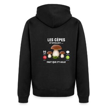 les cèpes m'appellent fait que j'aille humour cèpe - Veste à capuche bio Premium Unisexe - noir - Dos - Nico (187cm)