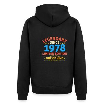 Légendaire depuis 1978 Edition Limitée - Veste à capuche bio Premium Unisexe - noir - Dos - Nico (187cm)