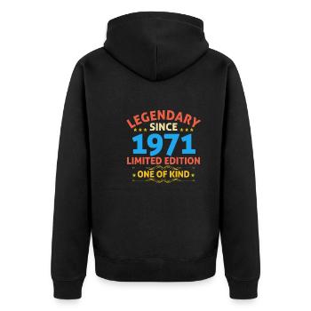 Légendaire depuis 1971 Edition Limitée - Veste à capuche bio Premium Unisexe - noir - Dos - Nico (187cm)