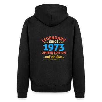 Légendaire depuis 1973 Edition Limitée - Veste à capuche bio Premium Unisexe - noir - Dos - Nico (187cm)