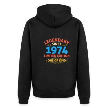 Legendary since 1974 Limited Edition - Unisex Premium Organic Zip Hoodie - black - Back - Nico (187cm)