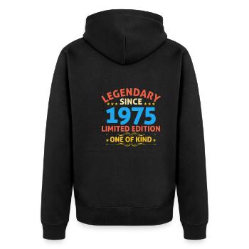 Legendary since 1975 Limited Edition - Unisex Premium Organic Zip Hoodie - black - Back - Nico (187cm)