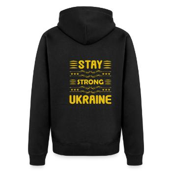 Stay Strong Ukraine - Unisex Premium Organic Zip Hoodie - black - Back - Nico (187cm)