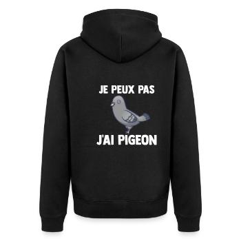 Je peux pas j'ai Pigeon - Veste à capuche bio Premium Unisexe - noir - Dos - Nico (187cm)