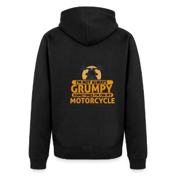 Pas toujours grincheux Parfois je suis sur ma moto - Veste à capuche bio Premium Unisexe - noir - Dos - Nico (187cm)