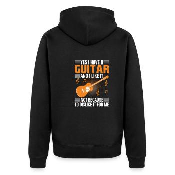 Gitarre lustiges Geschenk Gitarrist T-Shirt - Unisex Premium Bio Zip Hoodie - Schwarz - Hinten - Nico (187cm)