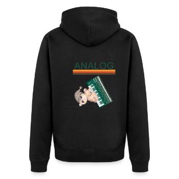 Synths Analog Retro Cat Synthesizer - Unisex Premium Bio Zip Hoodie - Schwarz - Hinten - Nico (187cm)