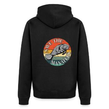 Rettet die Seekühe - Unisex Premium Bio Zip Hoodie - Schwarz - Hinten - Nico (187cm)