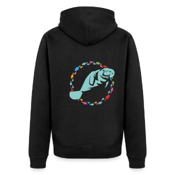 I love manatees - Unisex Premium Organic Zip Hoodie - black - Back - Nico (187cm)