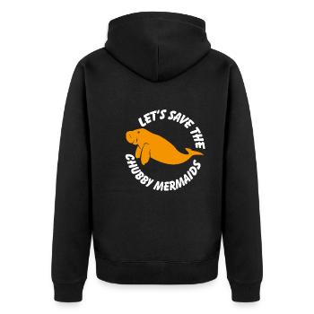 Rettet die Seekühe - Unisex Premium Bio Zip Hoodie - Schwarz - Hinten - Nico (187cm)